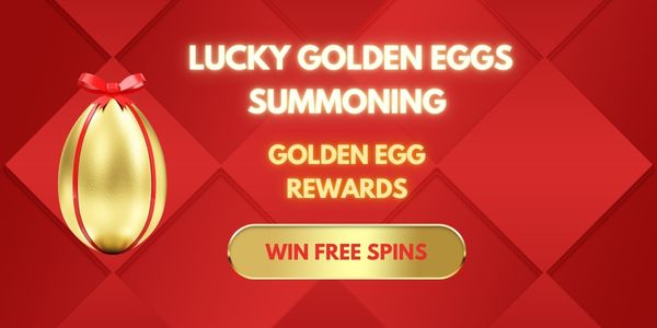 Quả trứng vàng và nút nhận lượt quay trên nền đỏ